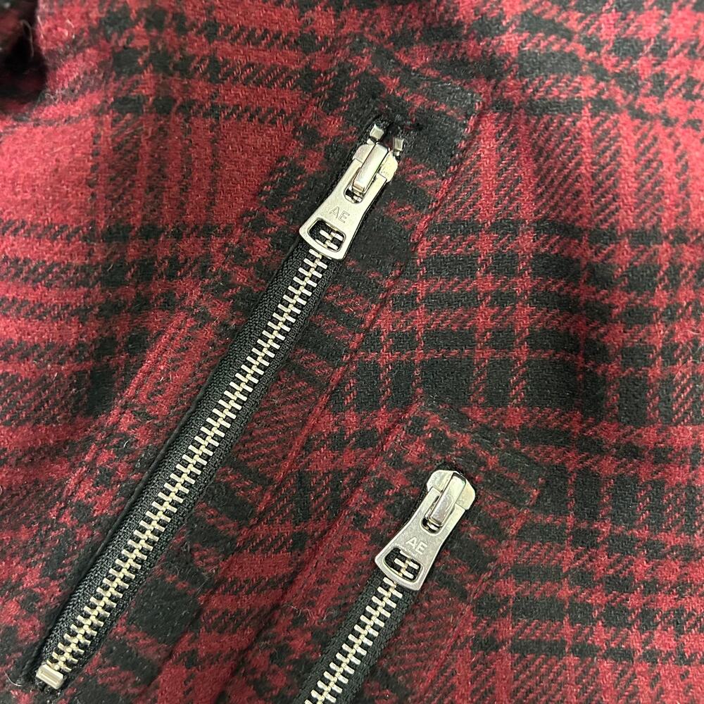 AEO Women’s Wool Flannel Sherpa Moto Jacket (Dark Red | Size S) - Picture 6 of 8